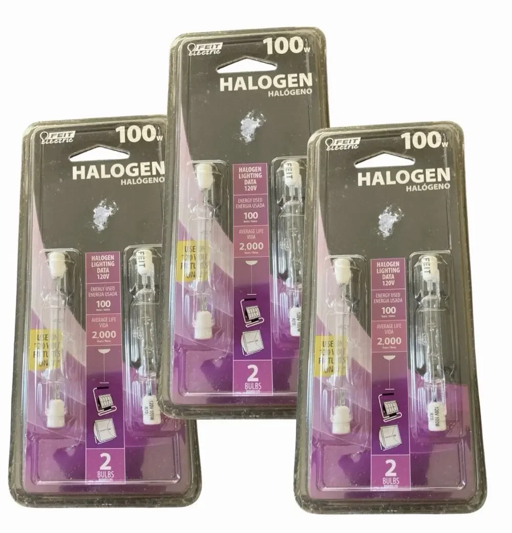 3 Pack Feit Electric 100W Halogen T3 Bulb 120V J-Type Double Ended 2pk